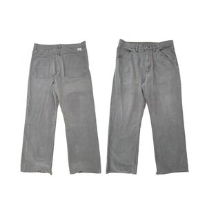 Gap Worker Jean Gray Cotton Linen Pants Men 34x30 Relaxed Fit Wide Leg Baggy Y2K